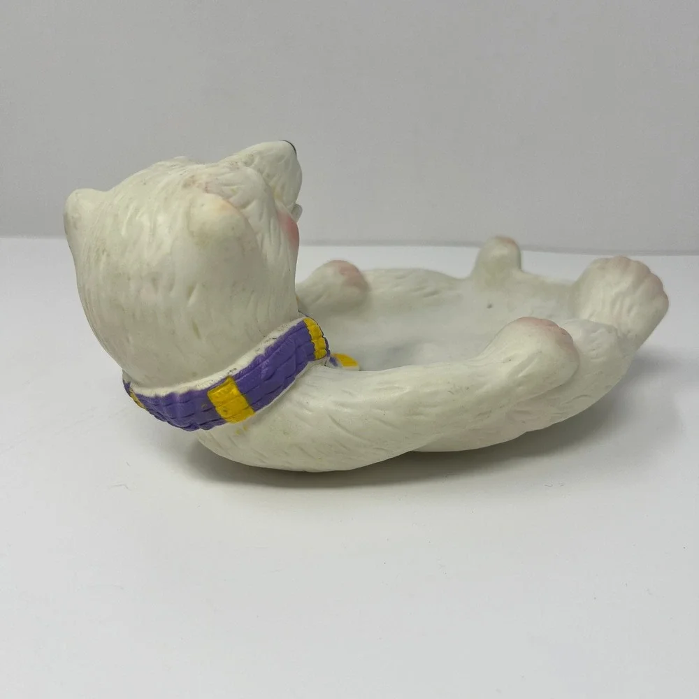 Polar Bear Trinket Soap Dish Decor White Vinyl Tray 2002 Cute‎ Arctic Animal